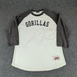 Camp David Mens Gorillas Baseball Tee XL Cotton Grey Cream Single Stitch
